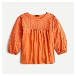 J. Crew Eyelet yoke top